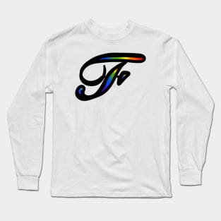 Rainbow Cursive Letter F Long Sleeve T-Shirt